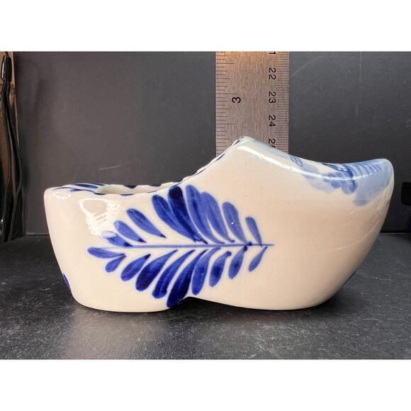Vintage Blue White Delft Style Ceramic Dutch Clog Souvenir Trinket Dish 4" - Picture 10 of 11